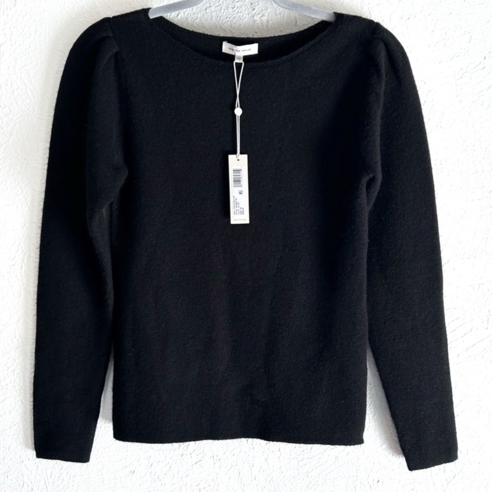 Rebecca Taylor Double Faced Cashmere Sweater Black NWT Sz XS Wool
